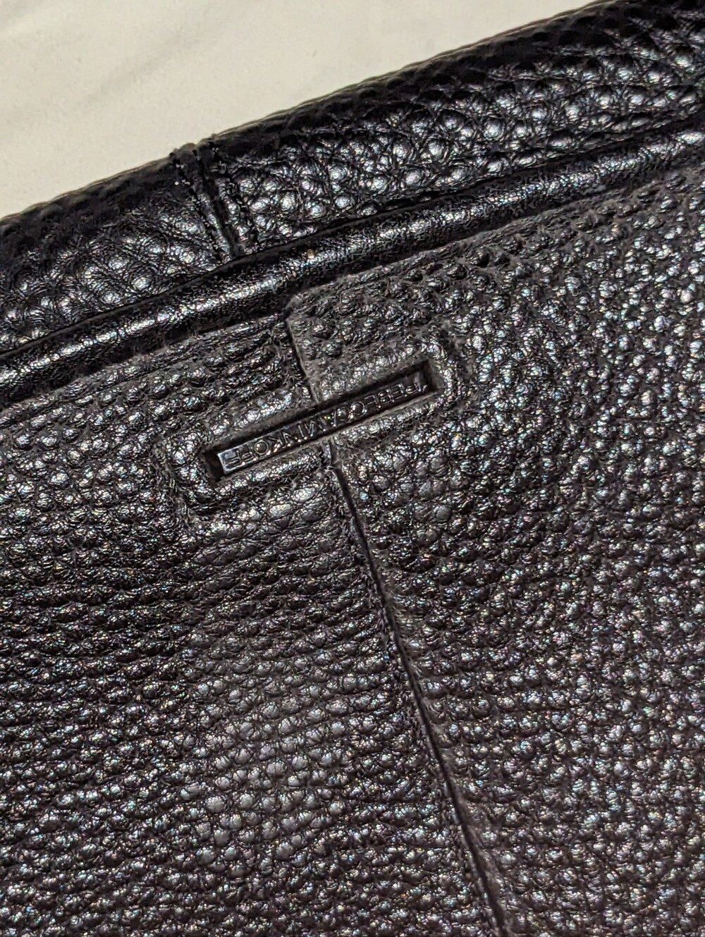 Rebecca Minkoff Unlined Feed Black Pebbled Leather Crossbody Hobo Quiet Luxury - Picture 7 of 15
